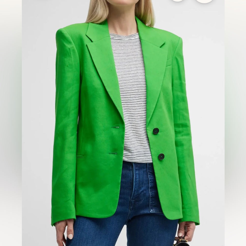 💚FRAME Green Linen Blazer